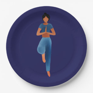 Yoga girl , yoga art paper plates