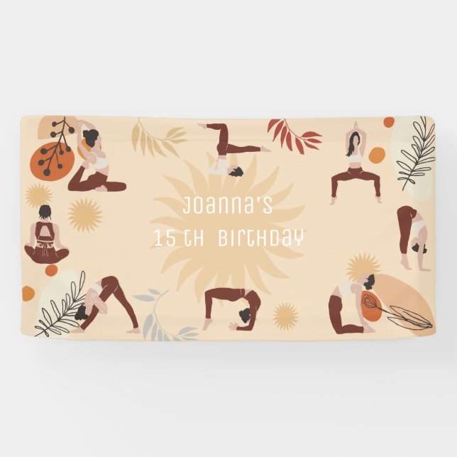 Yoga girls birthday banner (Horizontal)