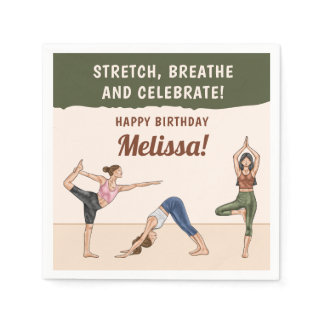 Yoga Girls In Yoga Poses Boho Yoga Birthday Party Napkins