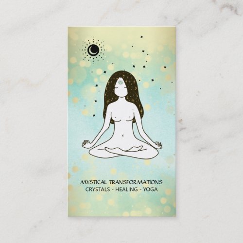  Yoga Goddess Celestial Moon Magic Boho 3rd Eye Business Card