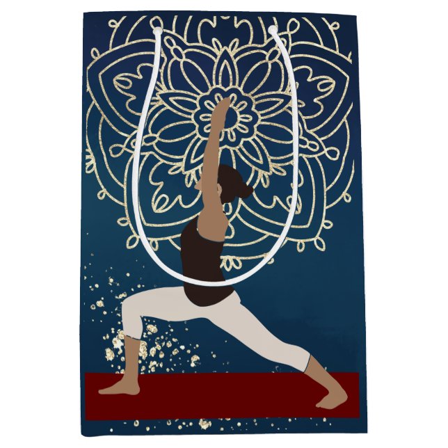 Yoga Gold, Blue and Red Mandala Meditation Medium Gift Bag (Front)
