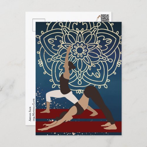 Yoga Gold Blue and Red Mandala Personalized Postcard