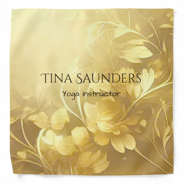 Yoga gold flowers custom name bandana (Front)