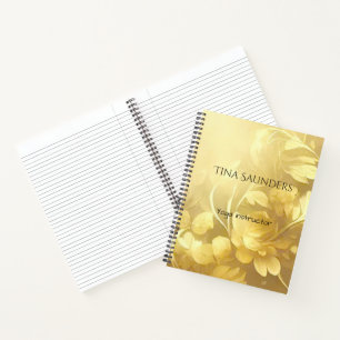 Yoga gold flowers custom name notebook
