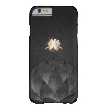 Yoga Gold Lotus Flower Elegant Black Floral Barely There Iphone 6 Case by caseplus at Zazzle