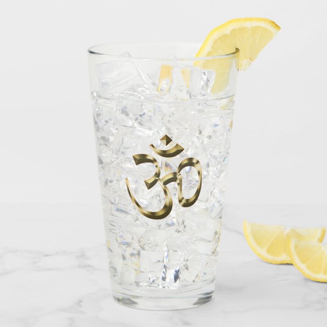 Yoga gold metallic Om Hindu Buddhist Symbol Glass (Back Ice)