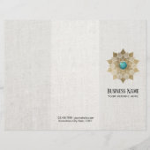 Yoga Gold Turquoise Lotus Mandala Linen Trifold (Front)