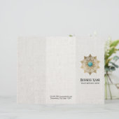 Yoga Gold Turquoise Lotus Mandala Linen Trifold (Standing Front)