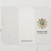 Yoga Gold Turquoise Lotus Mandala Linen Trifold (Front/Back)