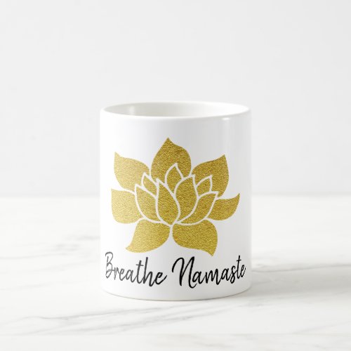   Yoga Golden Lotus Breathe Namaste Gold Lotus Magic Mug