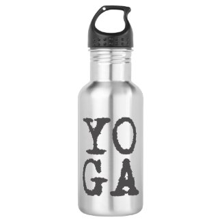 YOGA | Grey | Fun Typography Water bottle
