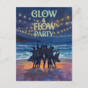 Yoga Grow and Flow Party with ocean background Postcard