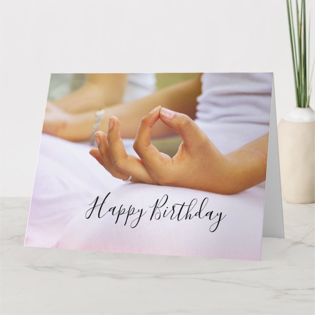 Yoga Happy Birthday Card Fold the index finger (Front)