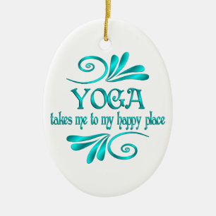 Yoga Happy Place Ceramic Ornament