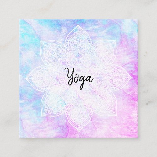  Yoga Healer Lacey White Mandala Magenta Purple Square Business Card