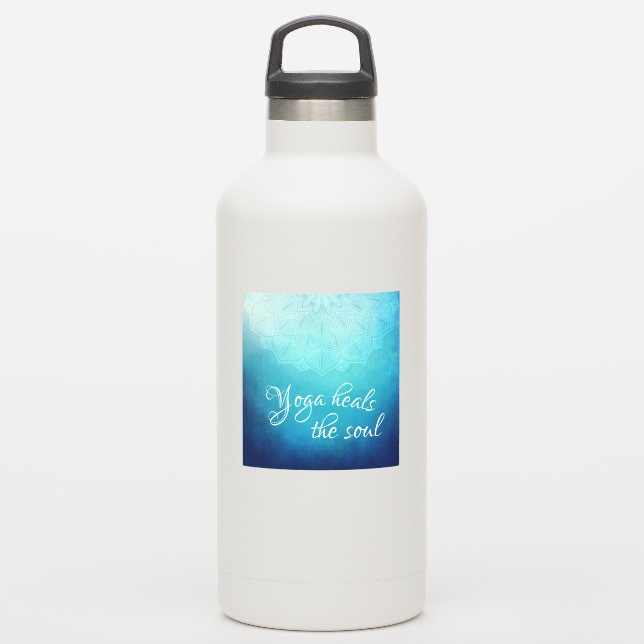Yoga Heals the Soul Text with Blue Mandala Sticker (Waterbottle)