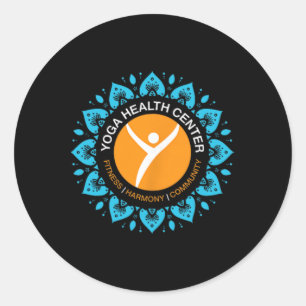 Yoga Health Center Happy Starts Here Design Classic Round Sticker