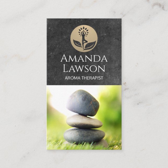Yoga Health Logo | Stones Business Card (Front)