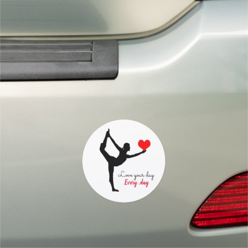 Yoga Heart  Love your day Every day  Yogini  Ca Car Magnet