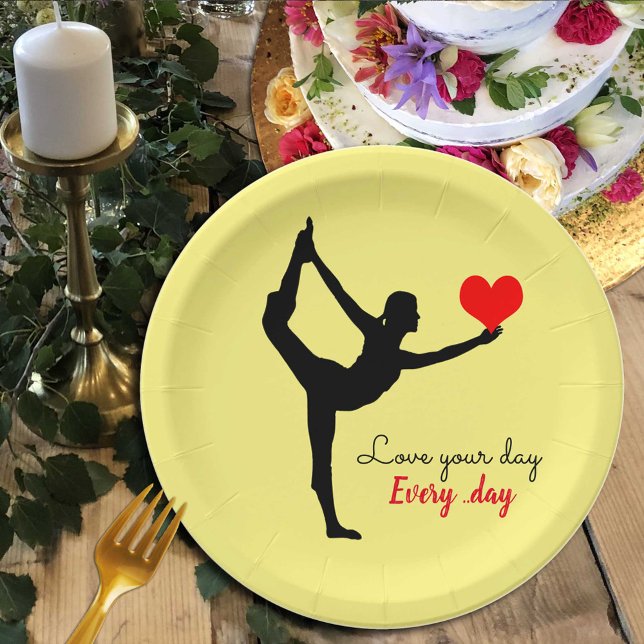Yoga Heart & Love your day, Every day / Yogini Pap Paper Plates (Creator Uploaded)