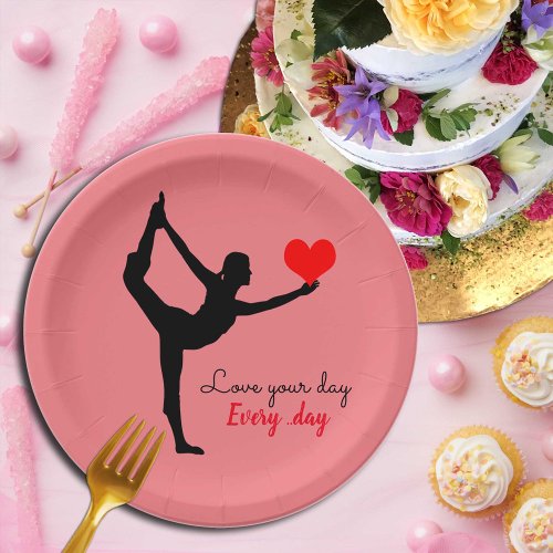 Yoga Heart  Love your day Every day  Yogini Paper Plates