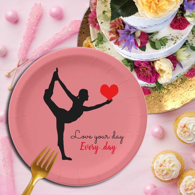 Yoga Heart & Love your day, Every day / Yogini Paper Plates (Creator Uploaded)