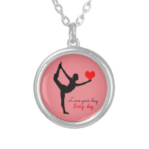Yoga Heart & Love your day, Every day / Yogini Sil Silver Plated Necklace