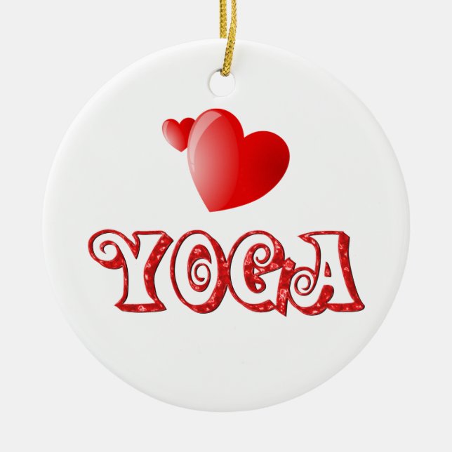 Yoga Hearts Ceramic Ornament (Front)