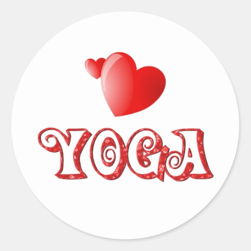 Yoga Hearts Classic Round Sticker