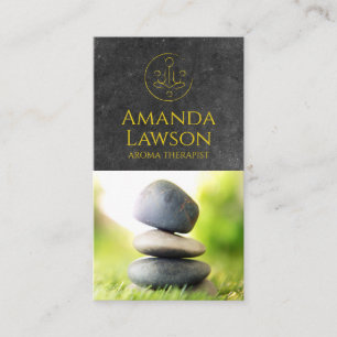 Yoga Icon   Slate Background   Stacked Stones Business Card