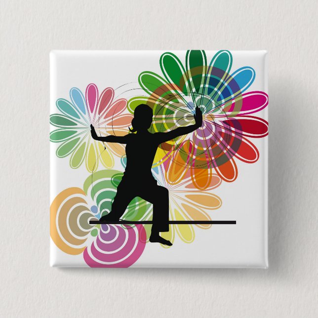 Yoga illustration pinback button (Front)