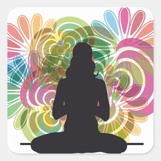 Yoga illustration square sticker