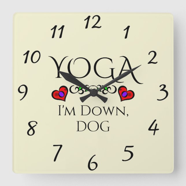 Yoga I'm Down, Dog Wall Clock (Front)