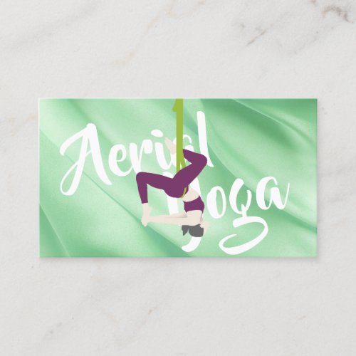 Yoga Instructor Aerial Yoga Teacher Elegant Green Business Card