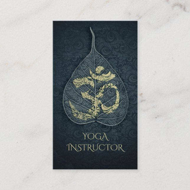 Yoga Instructor Appointment Bodhi Leaf OM Symbol Card (Front)