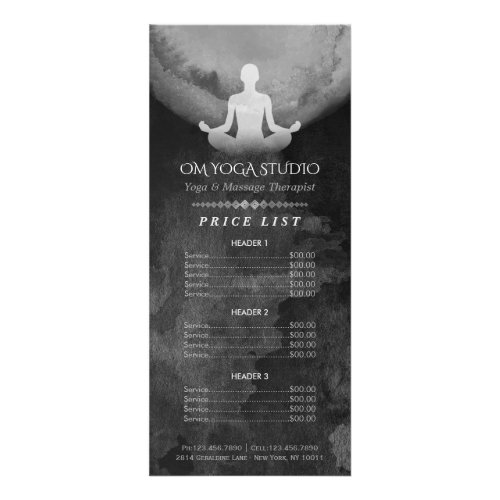 Yoga Instructor BW Meditation Pose ZEN Price List Rack Card
