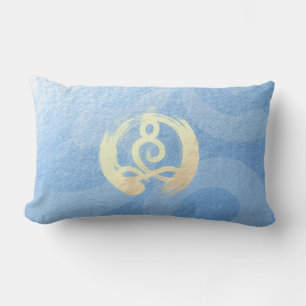 Yoga Instructor Blue & Gold Meditation Pose ZEN OM Lumbar Pillow