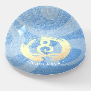 Yoga Instructor Blue & Gold Meditation Pose ZEN OM Paperweight