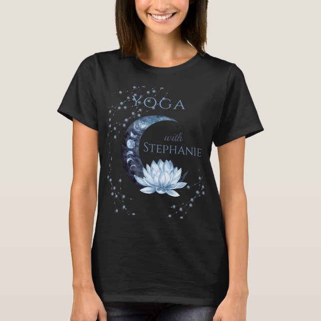 Yoga Instructor Blue Lotus Flower Class T-Shirt (Front)