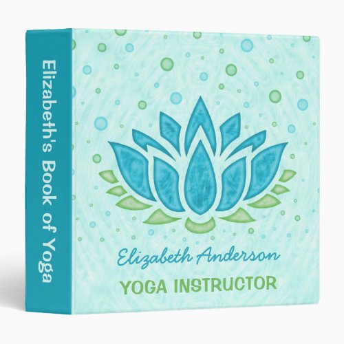 Yoga Instructor  Blue Lotus Flower Zen Meditation Binder