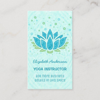 Yoga Instructor | Blue Lotus Flower Zen Meditation Business Card