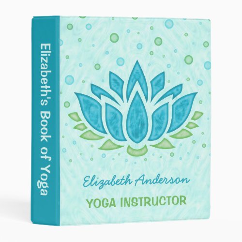 Yoga Instructor  Blue Lotus Flower Zen Meditation Mini Binder