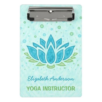 Yoga Instructor | Blue Lotus Flower Zen Meditation Mini Clipboard by LaborAndLeisure at Zazzle