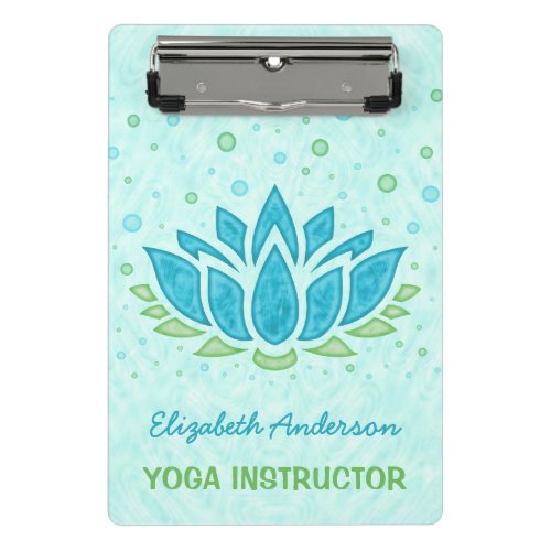 Yoga Instructor  Blue Lotus Flower Zen Meditation Mini Clipboard