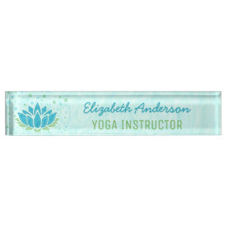Yoga Instructor | Blue Lotus Flower Zen Meditation Nameplate