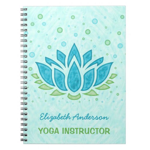 Yoga Instructor  Blue Lotus Flower Zen Meditation Notebook