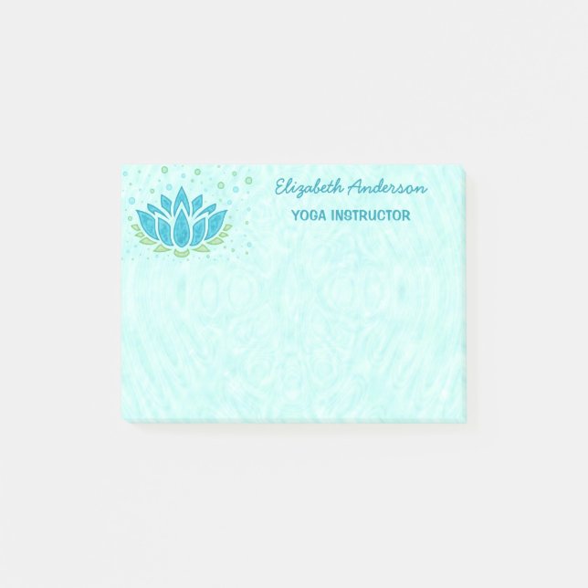 Yoga Instructor | Blue Lotus Flower Zen Meditation Post-it Notes (Front)