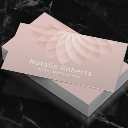 Customizable Yoga Instructor Blush Rose Gold Spiral Lotus Business Card