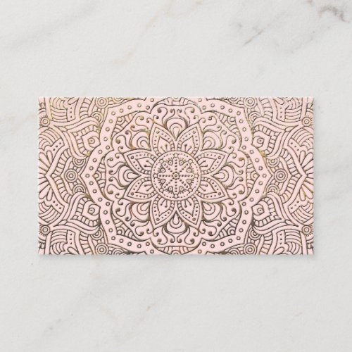 Yoga Instructor Boho  Blush Gold Mandala Elegant Business Card