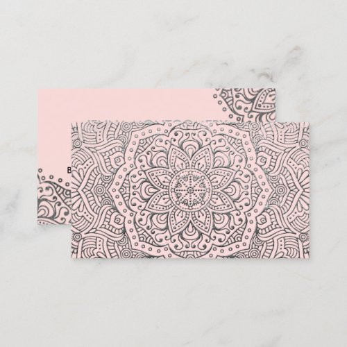 Yoga Instructor Boho  Pink Silver Mandala Elegant Business Card